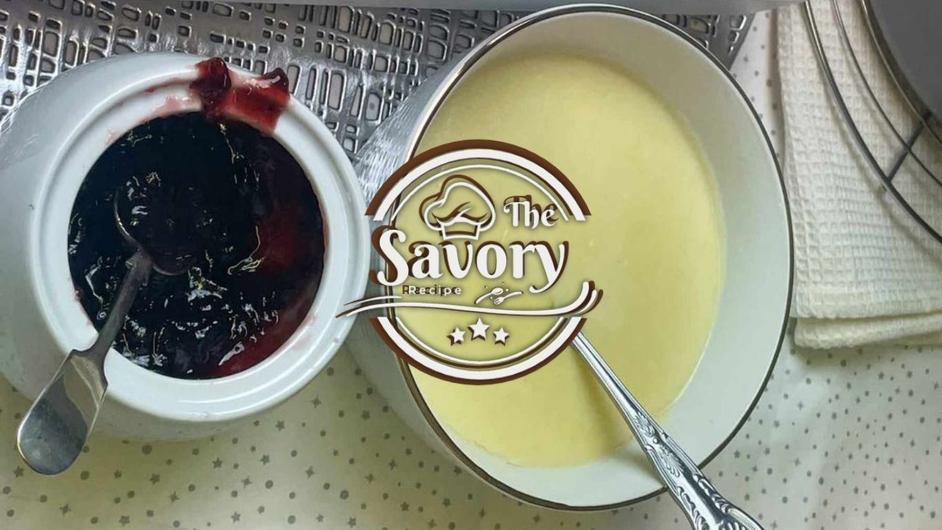 Pudding poured into individual serving dishes