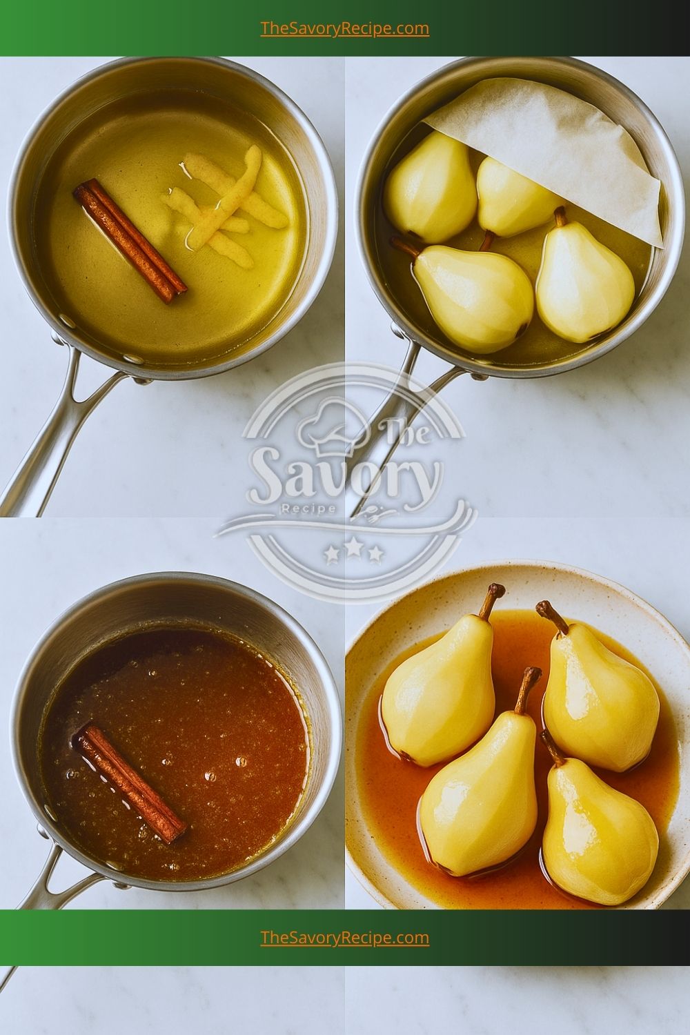Poaching pears in honey syrup