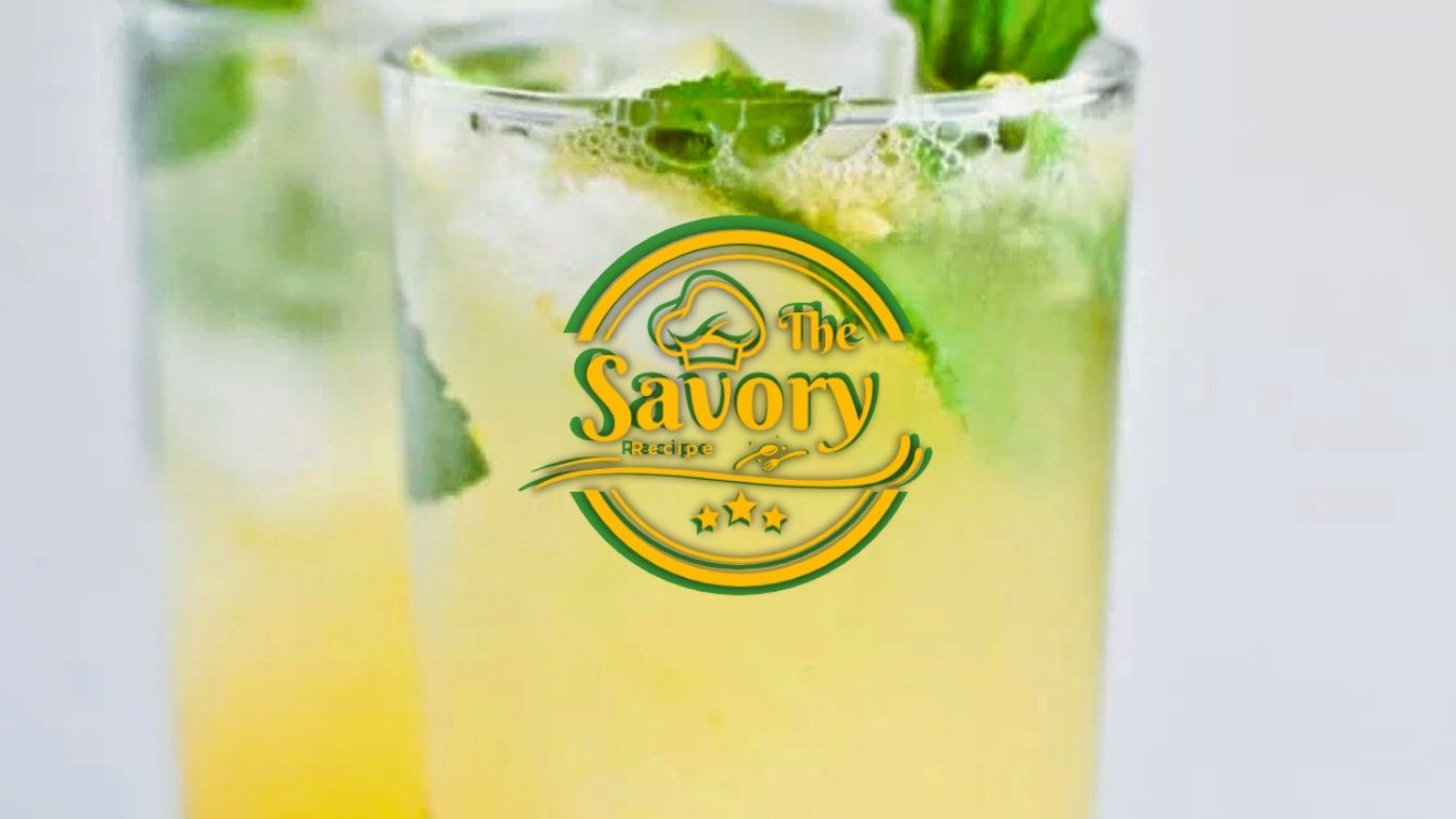 Garnished mango mojito with lime and mint