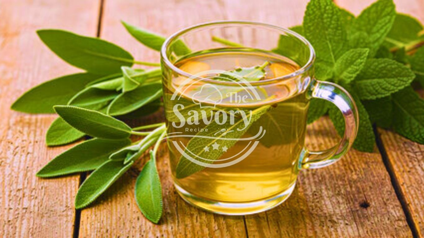 Pouring Moroccan mint tea from height into glass