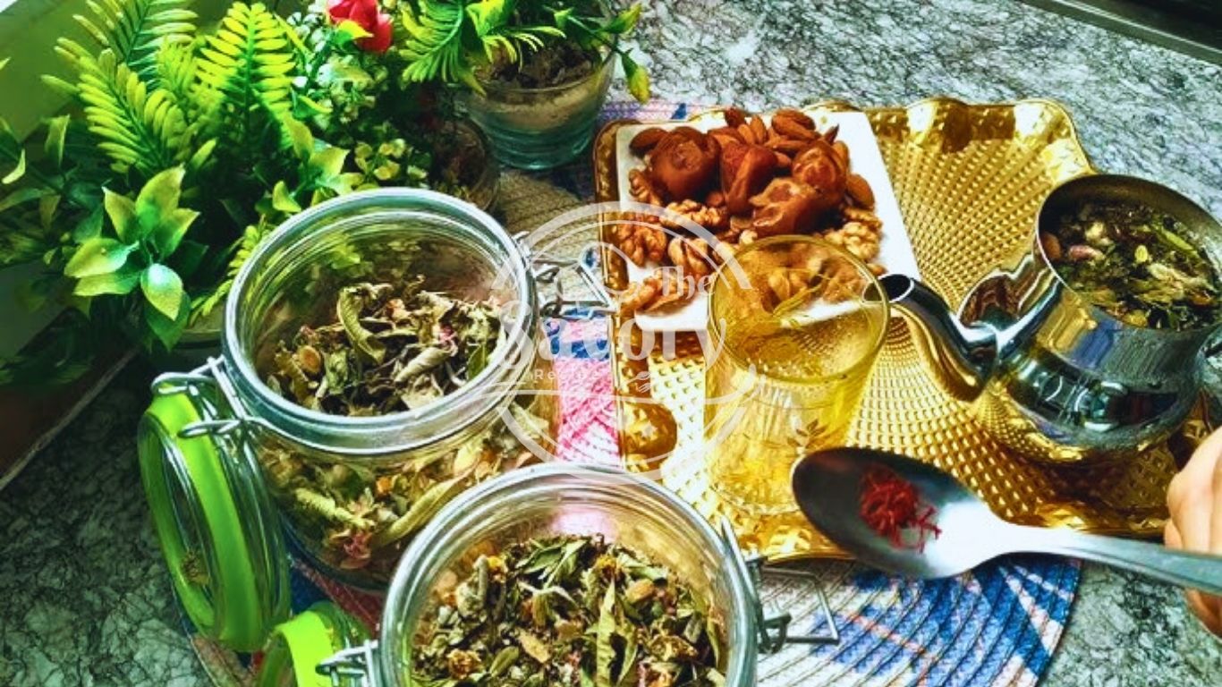 Moroccan mint tea served with traditional pastries