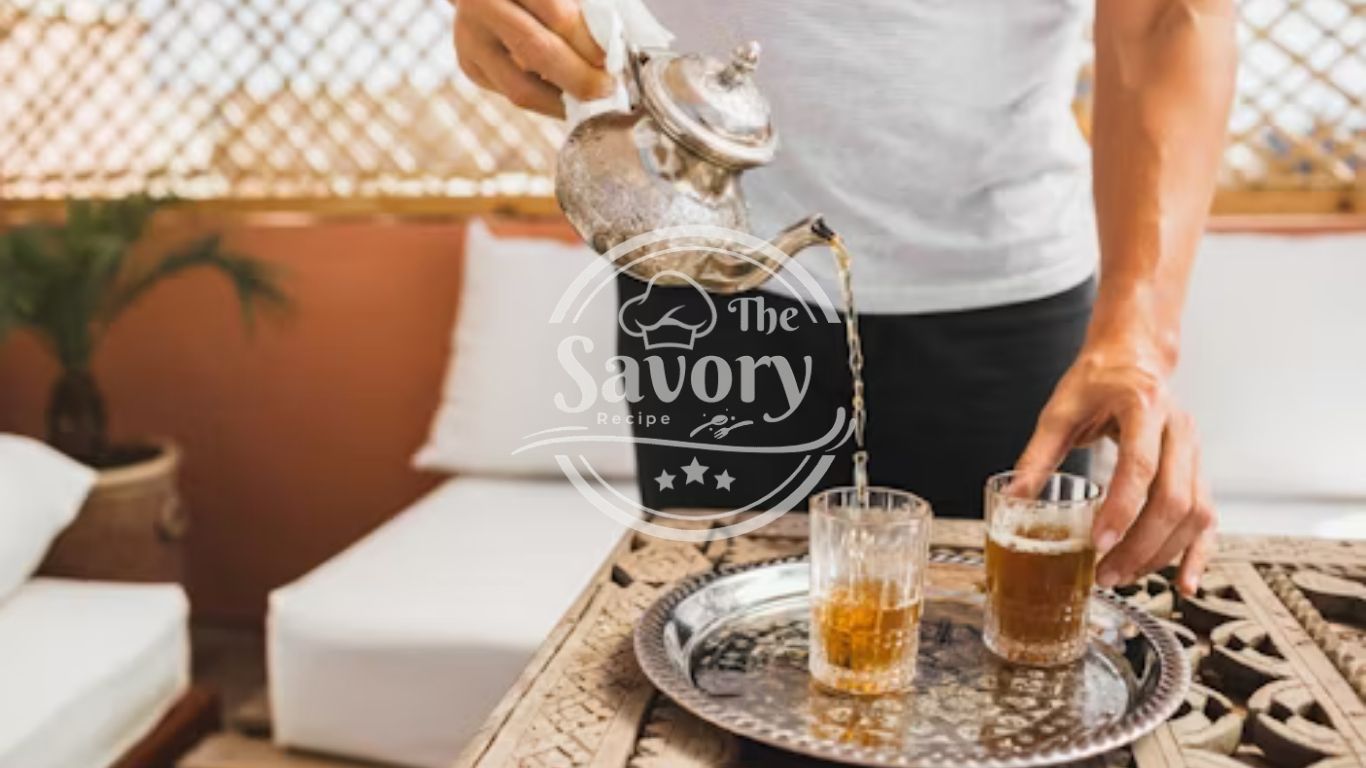 Moroccan mint tea banner with traditional setup