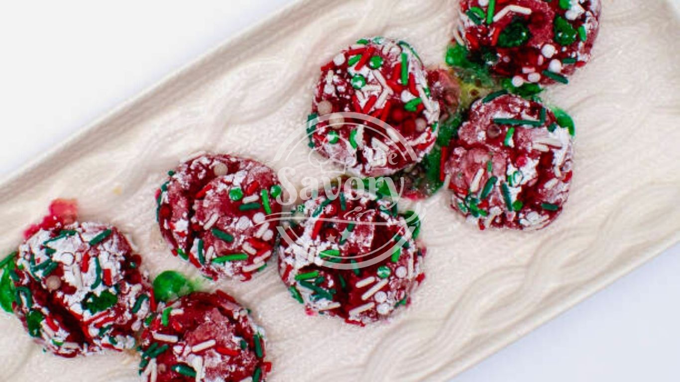 Cookie dough balls rolled in powdered sugar