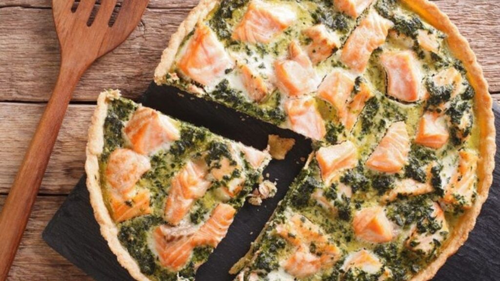 Perfectly baked golden quiche cooling