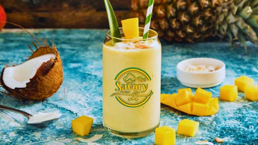 Vibrant Tropical Sunrise Smoothie with layered colors